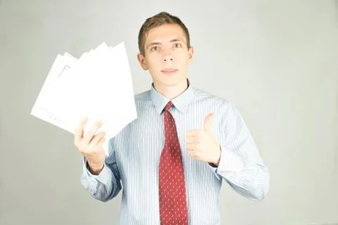 Man with Paper Stock Photos