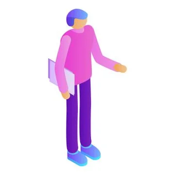 Man with papers icon, isometric style Stock Illustration