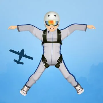Man with parachute Illustrazione stock