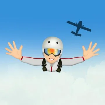 Man with parachute Illustrazione stock