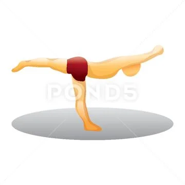 Man Paracticing Yoga In Balancing Stick Pose ~ Clip Art #133948895