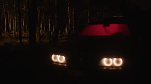 A man in a parked car with red light in it Stock Footage 259068688