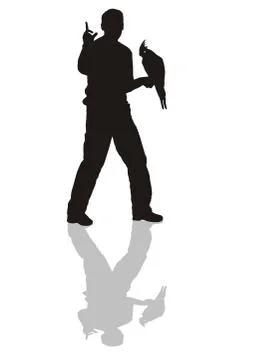 Man with a parrot on hand Stock-Illustration