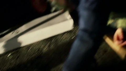 Man participating in fight during violent riot in night city street, gang attack Video stock 87318384