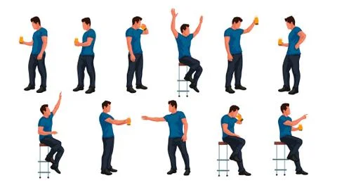 Man at party with beer Stock Illustration