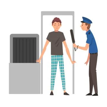 Man Passing Through Security Scanner For Checking at Airport Vector Illustration Stock Illustration