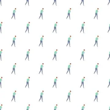 Man pattern walking with book reading seamless background Stock Illustration