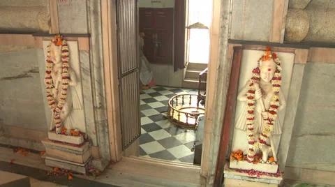 Man in the Pawan Dham Temple at Haridwar in Uttarakhand, India Stock Footage 46149672