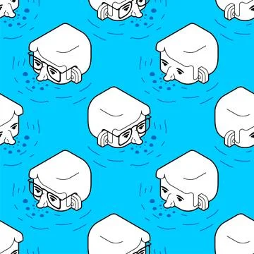 Man peeking on water pattern seamless. Stock Illustration