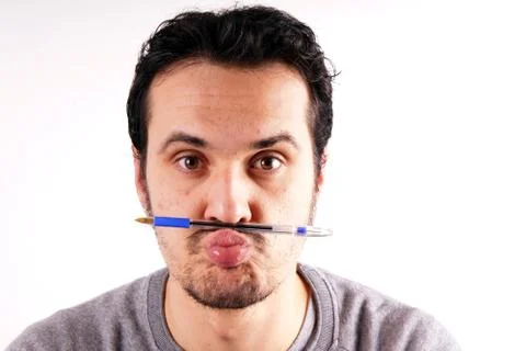 Man with pen Stock Photos