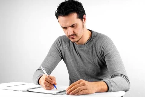Man with pen Stock Photos