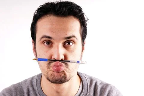 Man with pen Stock Photos