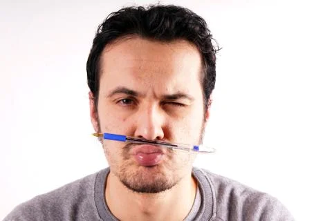 Man with pen Stock Photos