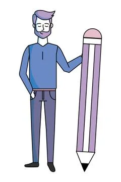 Man with pencil 스톡 일러스트