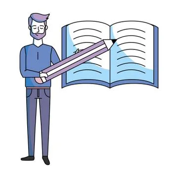 Man with pencil Illustrazione stock