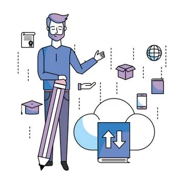 Man with pencil Stockillustratie