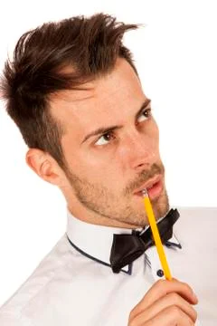 Man with pencil Stock Photos