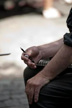 Man with a pencil Stock Photos