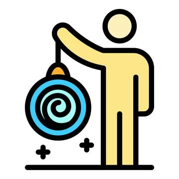 Man with a pendulum icon color outline vector Stock Illustration