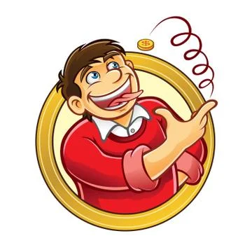 Man with penny 스톡 일러스트
