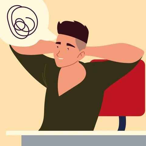 Man pensive procrastination Stockillustratie