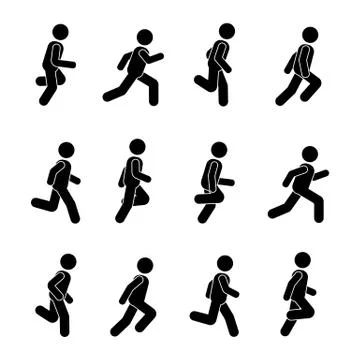 Man people various running position Stock Illustration