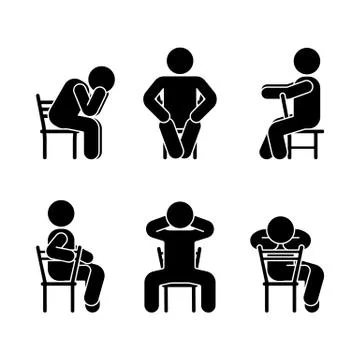 Man people various sitting position Stock Illustration