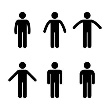 Man People Various Standing Position Stock Illustration