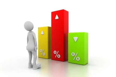 Man with percentage graph Stock-Illustration
