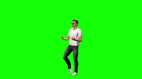 Man performing casual workout gesture on green screen chromakey background Stock Footage 328639390
