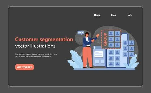 Man performing customer segmentation on digital interface. Stock Illustration