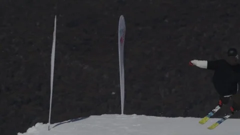 Man performing difficult ski jump. Stock Footage 81882424