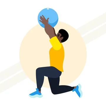 Man-performing-exercises-with-ball Stock Illustration