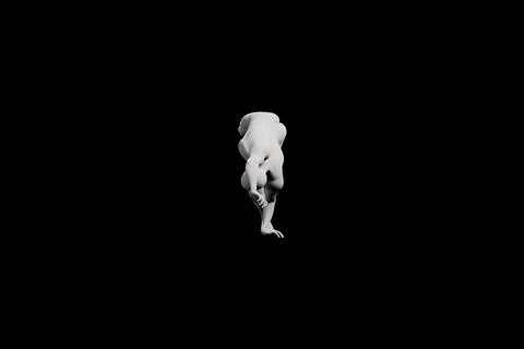 Man performing handstand against black backdrop Stock Illustration