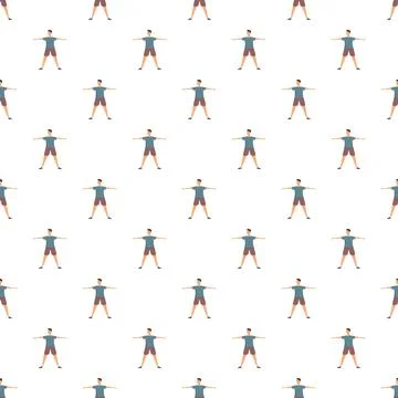 Man performing jumping jacks exercise seamless pattern Stock Illustration