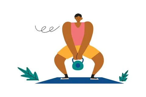 Man Performing a Kettlebell Swing Exercise Illustration Stock Illustration