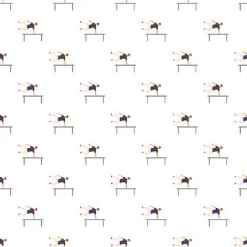 Man performing parkour action on obstacle seamless pattern Stockillustratie