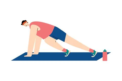 Man Performing a Push-Up Exercise Illustration Stock Illustration