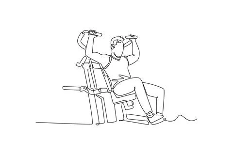 Man performing seated shoulder press on gym machine Stock Illustration