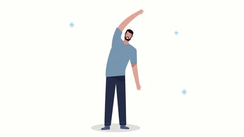 Man performing side stretch exercise on white background for health and fit.. 스톡 동영상 339116665