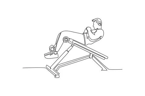 Man is performing sit-up or crunch on abdominal decline bench Stock Illustration