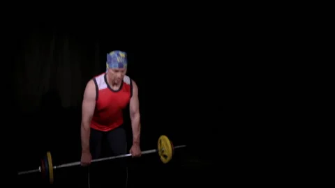 A man performs a deadlift and Bent-over rows.Copy space. Stock Footage 133157438
