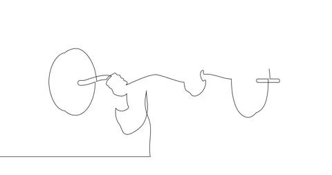 The man performs an exercise with a barbell. Athlete trains. Stockbeeldmateriaal 247334613