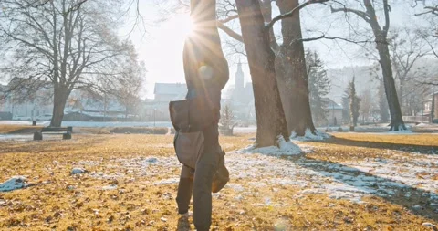 Man performs handstand outdoor  Stock Footage 146554963
