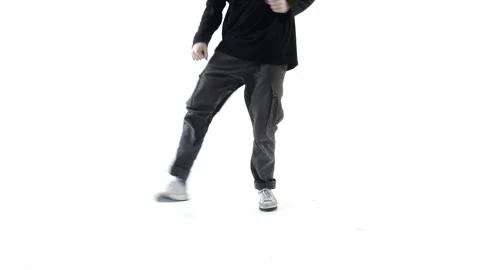 Man performs hip-hop with legs dancing moves on white Stock Footage 275548467