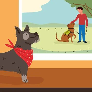 Man with a pet dog Stock Illustration