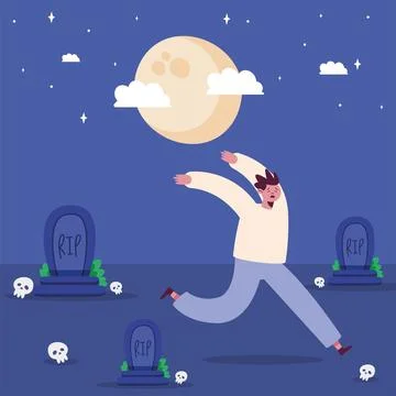 Man with phobia Stock Illustration