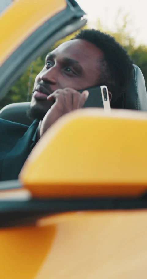 Man on Phone in Convertible Stock Footage 319382134