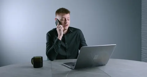 The man is on the phone. Video stock 137669966