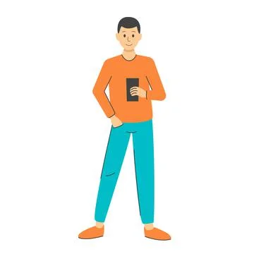 Man with phone isolated vector Stock Illustration